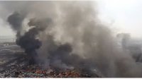无人机航拍天津爆炸现场浓烟滚滚
