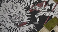 《海贼王》京都大觉寺巨大石绘 路飞与魔兽激战