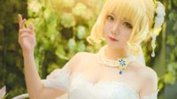 萌妹COS《Fate》白礼服saber 纯白吾王美如画