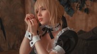 俄妹COS女仆装Saber 黑丝吾王的精心照顾