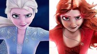 《冰雪奇缘》安娜变成黑寡妇？法国画师让迪士尼公主和超级英雄合体