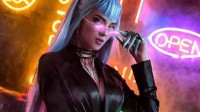俄妹COS《LOL》KDA伊芙琳 皮裙美腿