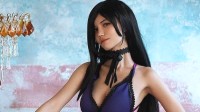 《最终幻想》蒂法COS 紫色礼服下的曼妙身材