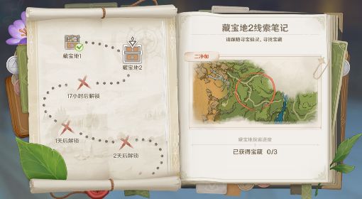 《原神》3.0秘宝迷踪第二天宝藏位置