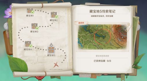 《原神》3.0秘宝迷踪第五天宝藏位置