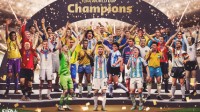 FIFA设计阿根廷夺冠艺术海报：梅西与历届冠军同框