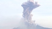 日本樱岛火山再次喷发 烟柱高达2400米直冲云霄