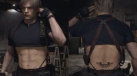《生化危机4：重制版》里昂性感纹身Mod：八块腹肌的小蛮腰很吸睛