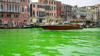 威尼斯水体变成荧光绿！警方紧急开会调查