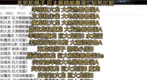 《幻兽帕鲁》配种表一览