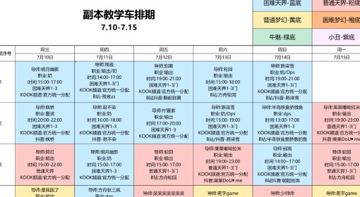 《命运方舟》副本教学计划教学车排期一览