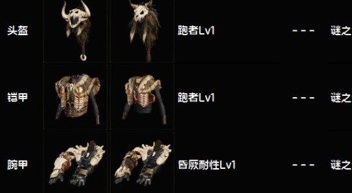 《怪物猎人：荒野》下位骨制套装图鉴