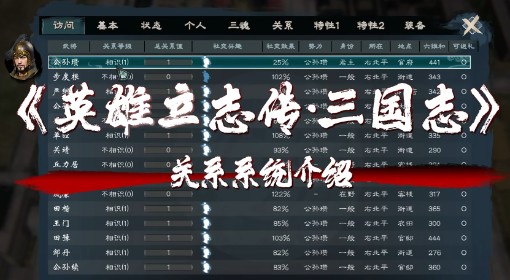 《英雄立志传：三国志》关系系统介绍