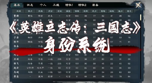 《英雄立志传：三国志》身份系统介绍