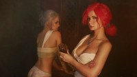 双姝cos《巫师3》猎魔美人 蒸汽氤氲中共浴