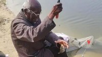 74岁大爷痴迷钓鱼晒成“老抽色” 每日钓6小时以上