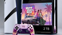 饭制《GTA6》PS5Pro捆绑套装图：霓虹霞光热带棕榈