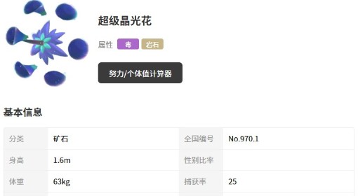 《宝可梦传说ZA》晶光花及Mega形态介绍 超级晶光花种族值一览